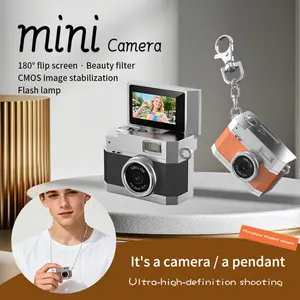 Mini Keychain Digital Camera with 32GB Storage Card, HD Video Recording, 180 Degree Flip Screen, Selfie Camera for Travel, Concerts, Parties
