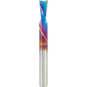 - 46202-K Solid Carbide Spiral Plunge Router Bit Down Cut 1/4 Dia x 3/4 x 1/4 Inch Shank, Spektra   Life Coated