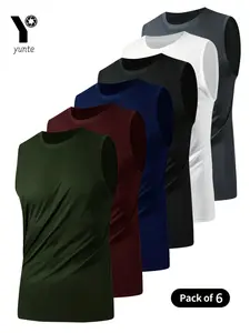 Men's Breathable Lightweight Sleeveless Vest Set, Quick-Dry Round Neck Top, Loose Fit Gym Training Shirt, Casual Outdoor Running Tee