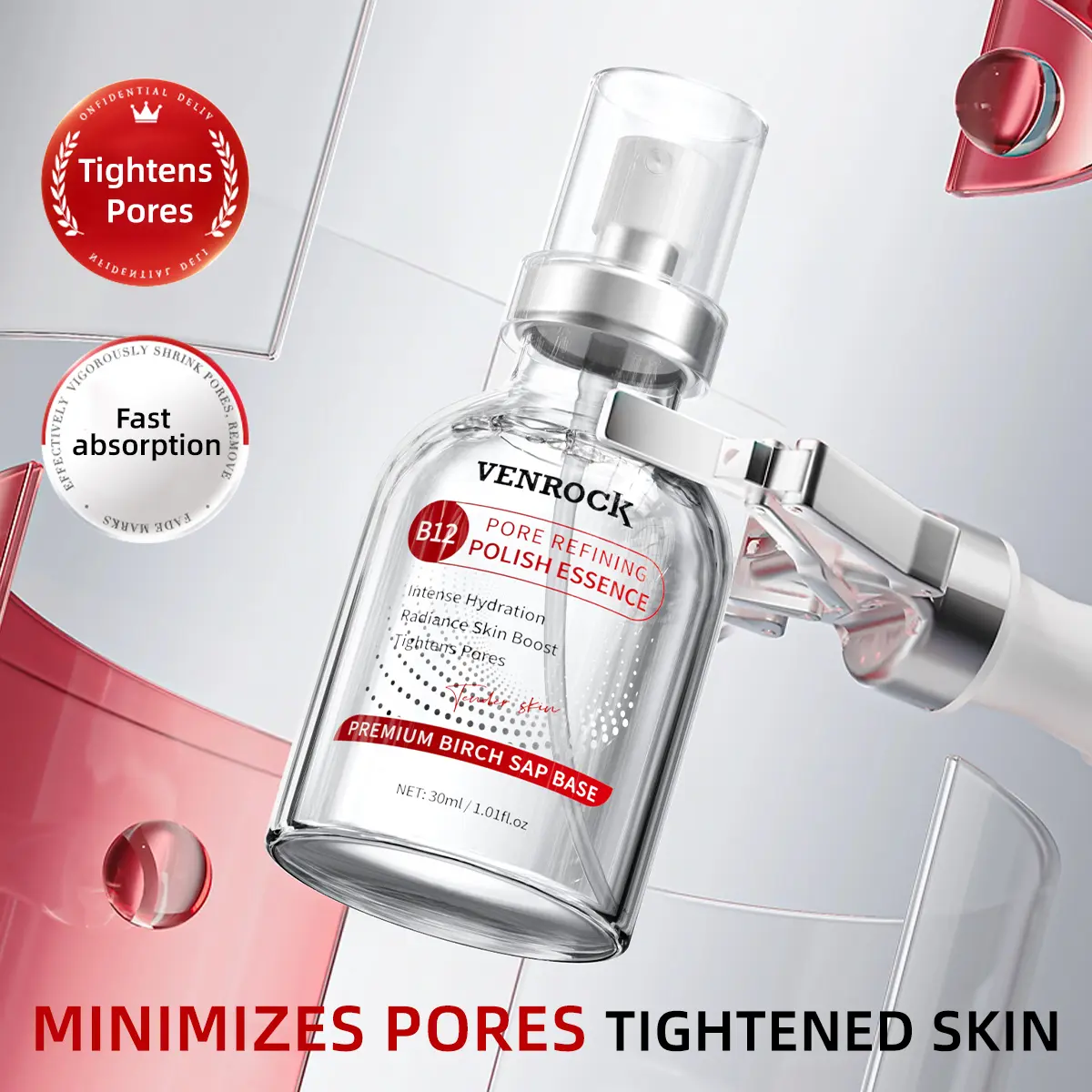 Venrock B12 Pore Refining Polish Essence - Intense Hydration & Radiance Skin Boost - Suitable for All Skin Types - 30ml