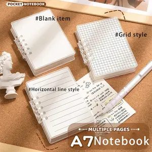 Simple Transparent A7 Loose-Leaf Notebook, Detachable Lined Blank Grid Mini Diary, 80 Sheets, Portable Notepad for Notes & Planning, Travel Diary Notebook