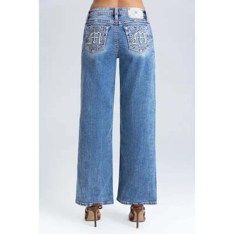 Electric Stitched Wide Leg Jeans