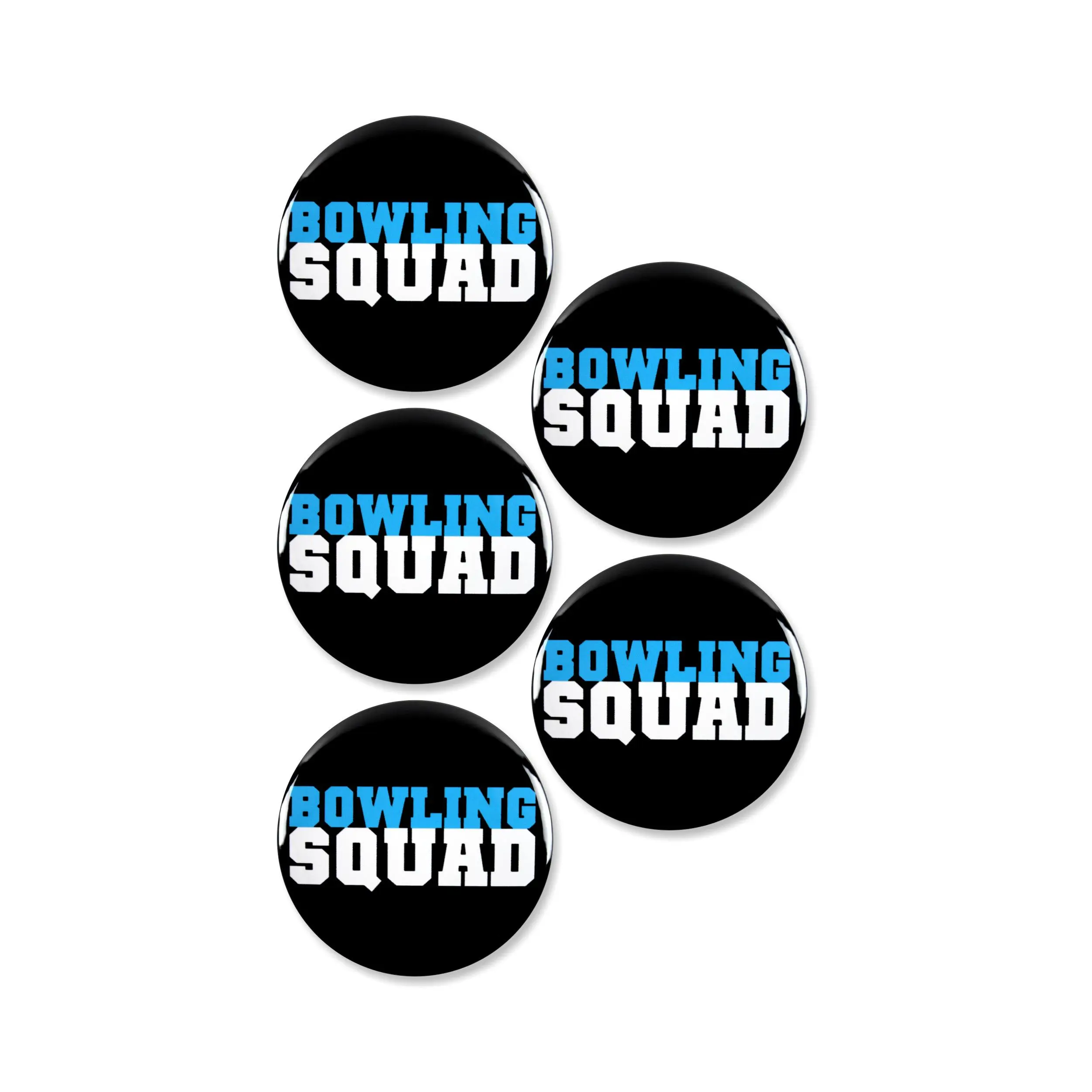 5 Pack - Bowling Squad Pinback Button Badges - 2.25 Inch