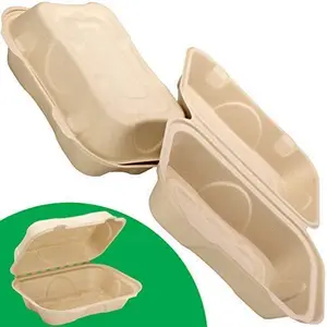 Storage Container, Durable, Microwavable, Leak-Proof Small Togo Containers, Small Take Out Boxes 25 Pack, -Based Gluten Free Compostable Wheatstraw Fiber 6x9 Clamshell Container
