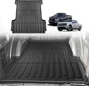 TripleAliners Truck Bed Mat Compatible with 2015-2024 Ford F150 & Lightning Accessories 5.5FT Vehicle Bed Mat Perfectly Flush All Weather Protection TPE Heavy Duty Pickup Car Bed Cargo Mat