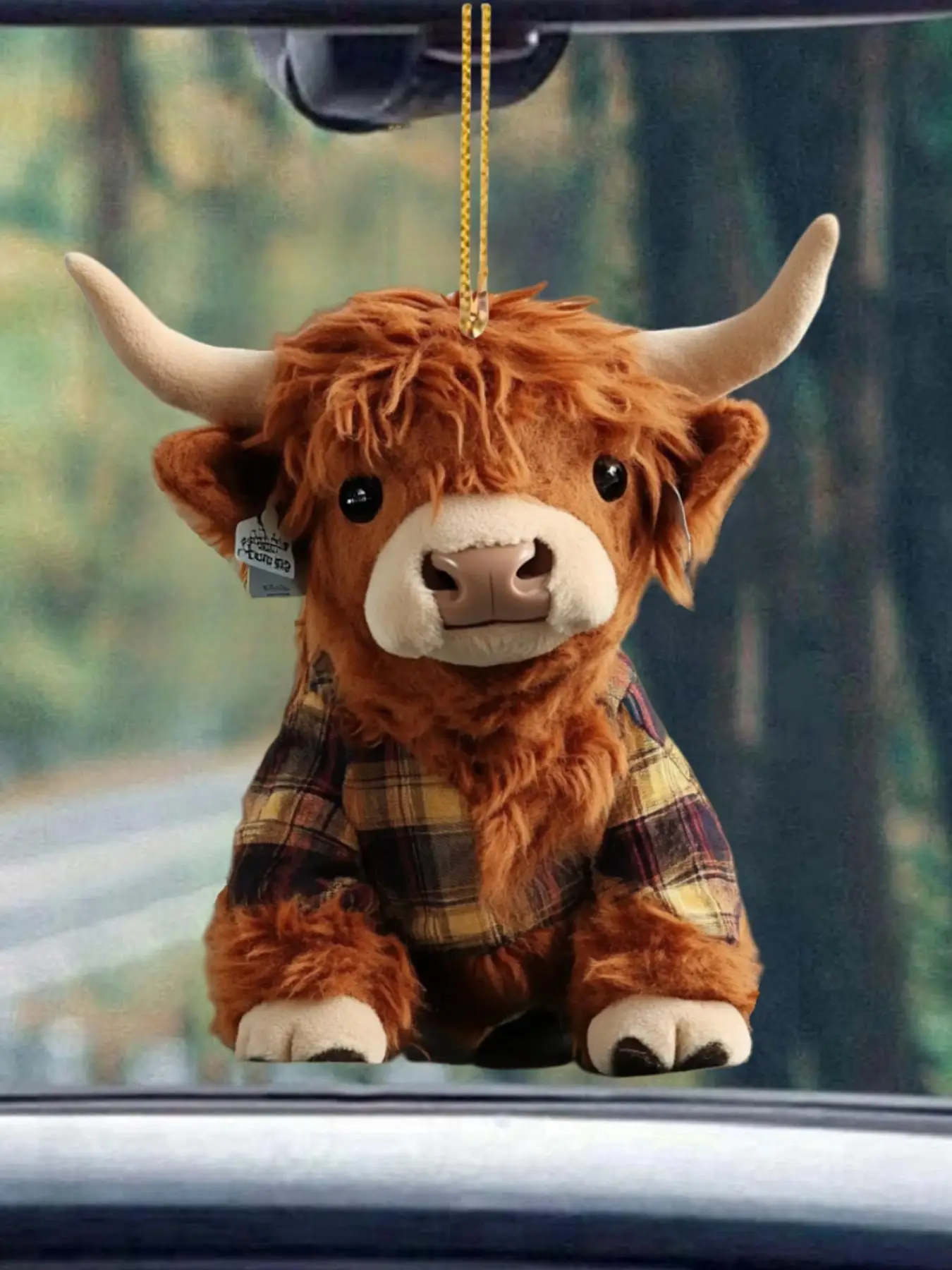 Creative Highland Cow Design Charms, Cute Cartoon Animal Design Contrast Faux Fur Hanging Ornaments for Car Decoration, Bag Charm, Keychain Decoration