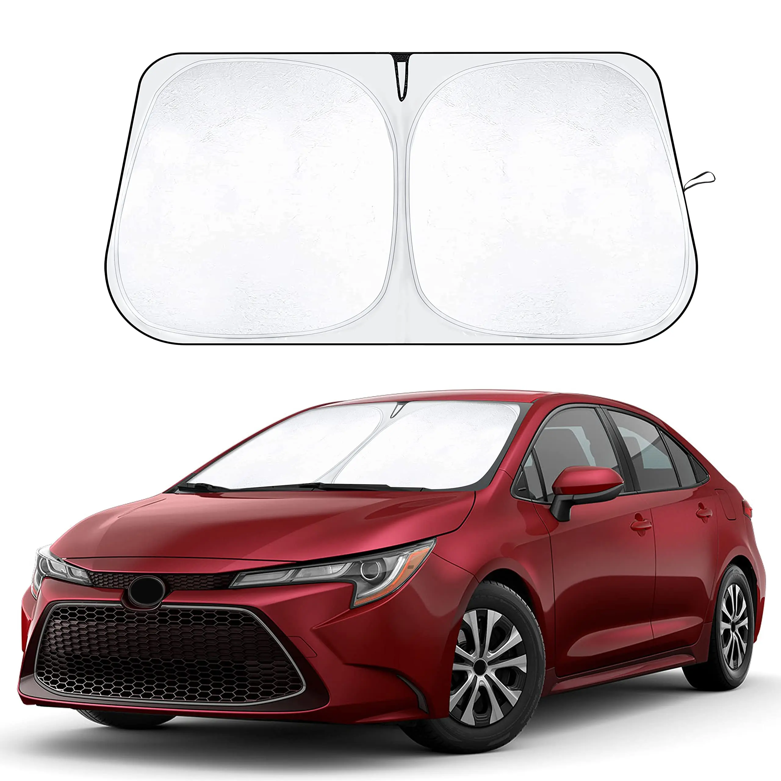 EcoNour Customized Silver UV-Blocking Front Window Sunshade - 240T Polyester, Velcro-Equipped, Heat Blocker, Foldable Visor, Compact Storage, Year-Round Premium Car Interior Protection (Fits Specific Model Years)