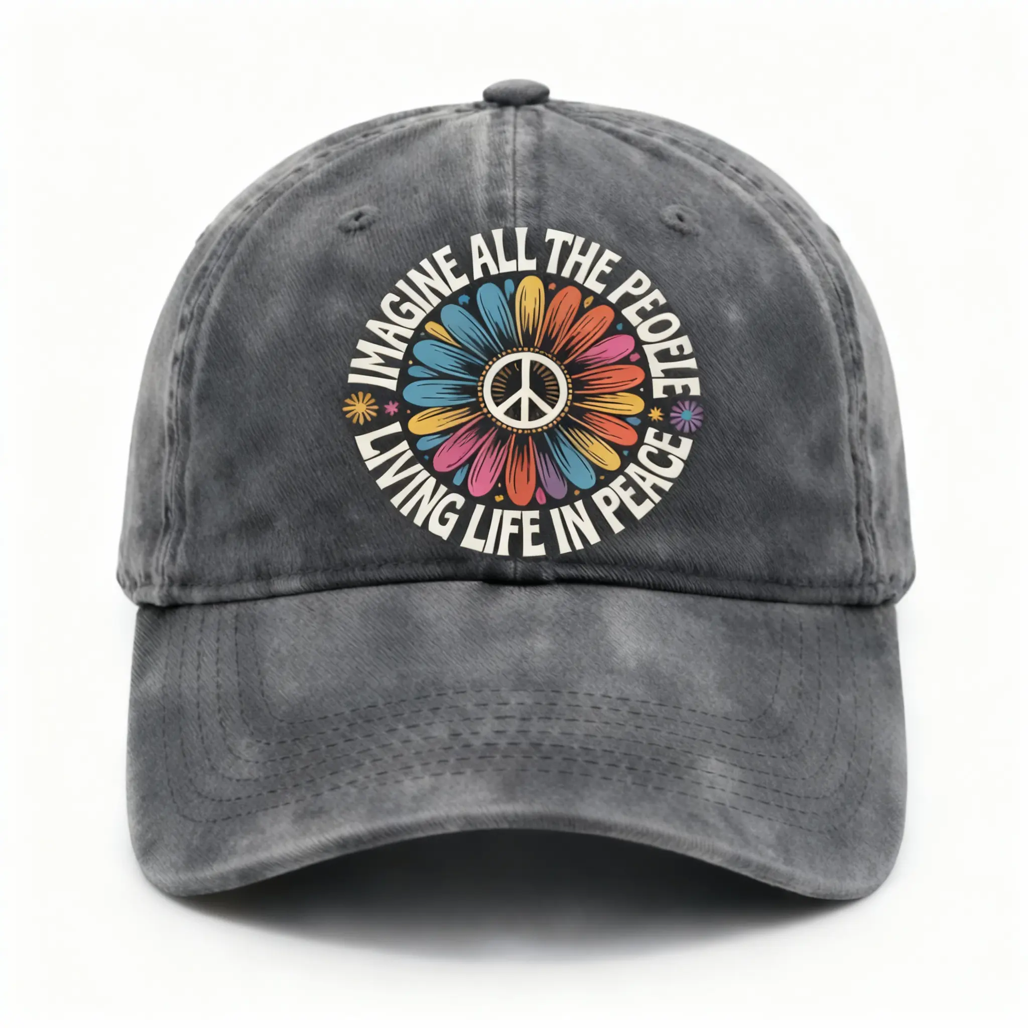 Imagine All The People Living Life In Peace Hat, Colorful  display picture 2
