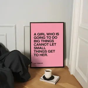 1pcs Pink text motivational quotes Unframed Canvas Wall Art, inspiring and positive energy wall art for decorating a girl's bedroom, Home decor suitable for all occasions, perfect gifts, Modern Minimalist Design, Quotes Print