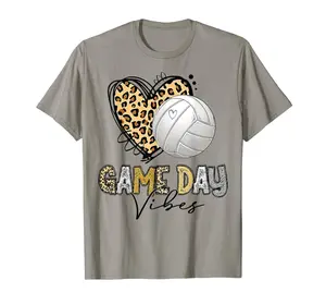 Bleached Volleyball Game Day Vibes Volleyball Mom Leopard T-Shirt