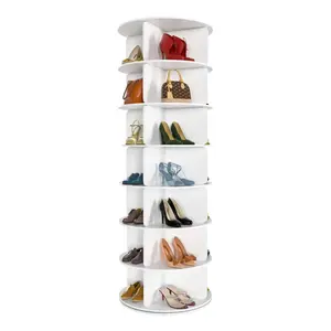 Richland 360° Rotating 7-Tiers Organizer Shoe Rack, Fits 28 Pairs of Shoes, Spinning and Revolving 360 Shoe Rack Storage Round Carousel, for Entryway Living Room Hallway Footwear Organization