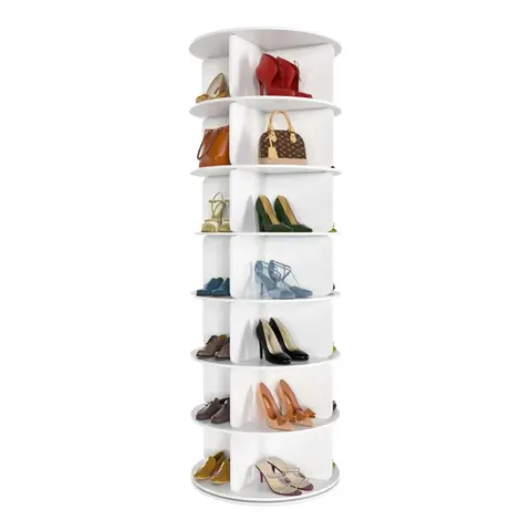 360° Rotating 7-Tiers Organizer Shoe Rack, Fits 28 Pairs of Shoes, Spinning and Revolving 360 Shoe Rack Storage Round Carousel, for Entryway Living Room Hallway Footwear Organization