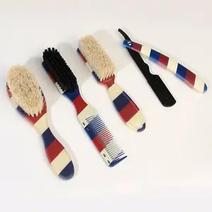 Men's Styling Tools, 1 Count Manual Razor Stainless Steel Blade Holder & 1 Count Beard Brush & 1 Count Hair Comb & 1 Count Broken Hair Cleaning Brush, Blades Not Included, Shaving Products