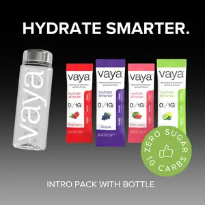Vaya Electrolyte Powder | Sugar-Free Hydration Mix | 4 Stick Intro Pack with Bottle