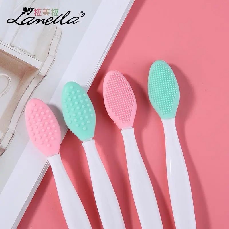 Soft Silicone Cleansing Tool, Double-Sided Manual Silicone Brush for Daily Use Facial Body Scraper Face Scrubber(Pink)