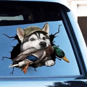 Husky Duck Hunting Sticker - 3D Crack Effect Mallard Hunter Decal - Waterproof Vinyl Sticker for Truck Windows, Cars & Coolers - Unique Gift for Duck Hunters
