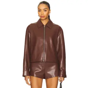 House of Harlow 1960 x REVOLVE Rapha Faux Leather Jacket in Chocolate Brown