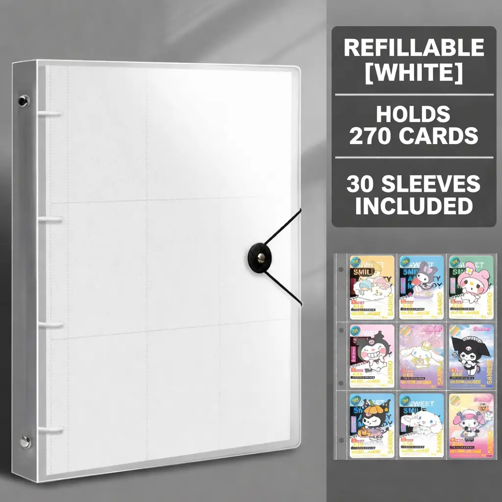A4 Loose Leaf Card Binder 30 Pages 270 Slots Transparent Card Holder Collection Album - No Cards Included