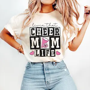 Cheerleader shirt, Glitter Cheer Mom Life shirt, Cheer Mama