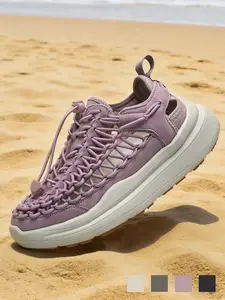 Men's Rope Sandals, Woven Fisherman Sandals with Bungee Lacing, Lightweight Cushioned Non-Slip Athletic Adventure Sandals, Breathable Comfortable Wide Width Hiking Trail Sandals for Summer Beach Vacation Travel Hiking Walking, Stylish Retro Casual Wear Ou