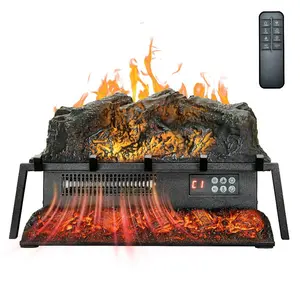 VEVOR Electric Fireplace Log, 16 inch Fireplace Insert Log Heater, with Remote Controller, 5 Adjustable Flame Brightness, 24H Timer, Overheat Protection, Thermostat, for Home and Office Decor BlackVEVOR Super Brand Day