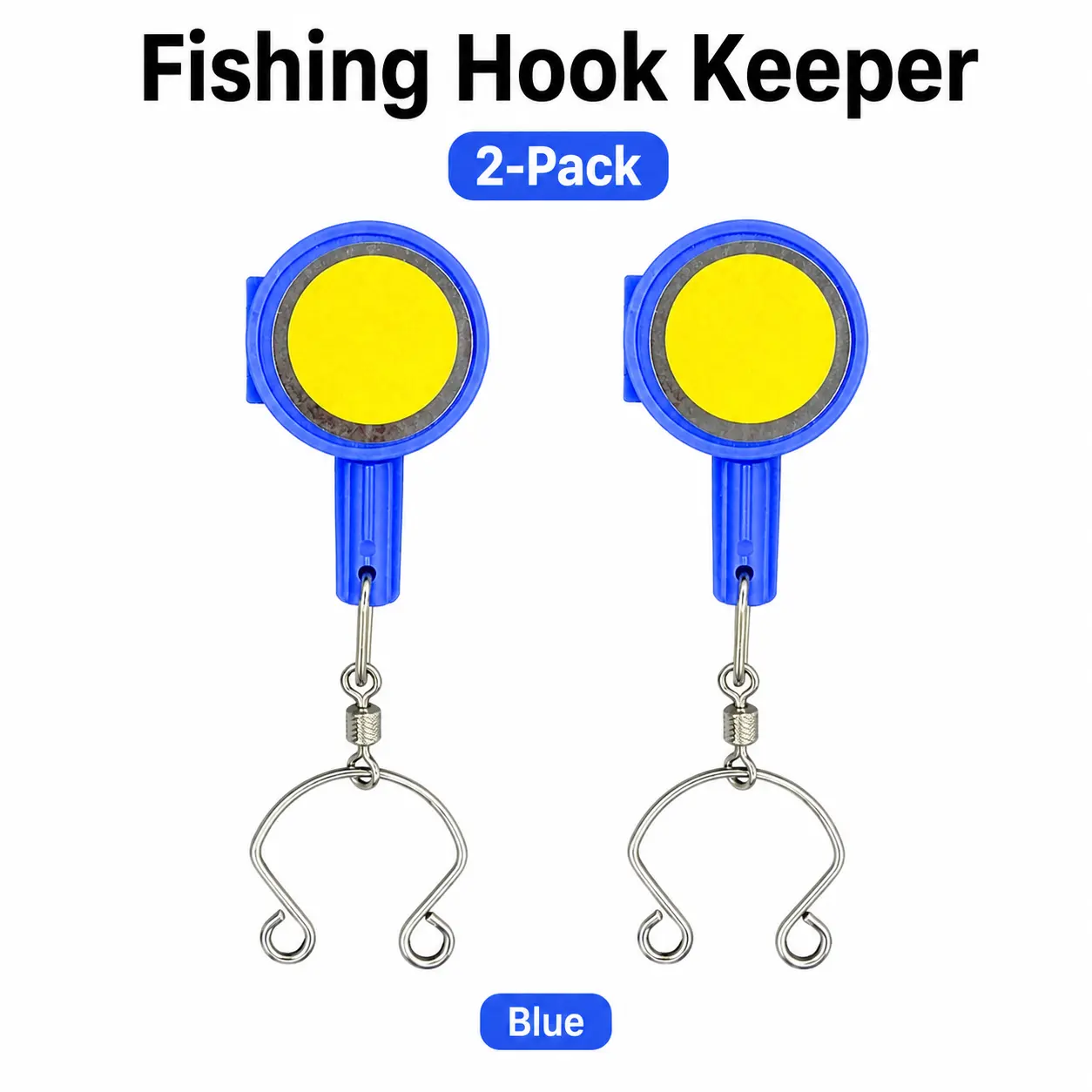 2-Pack Fishing Rod Hook Keeper Clips, Multi-Style Hook Holder with Swivel Connector for Jig, Circle, Offset & Treble Hooks, Blue kit tackle topwater lure lucky craft