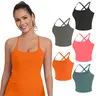 Women's 1/3/5 PCS Adjustable Strap Built-in Bra Tank Top - Scoop Neck, Convertible Back, Slim Fit, Padded Lining, Soft Stretch Fabric, Longline Workout Top for Yoga, Gym & Fitness