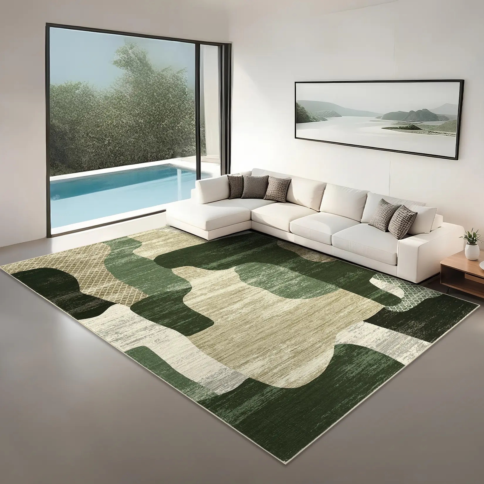 Modern Washable Area Rug Nordic Style Carpet with Non-slip Backing Foldable Indoor Ultra-thin Carpet for Bedroom Living Room Laundry Room Office, Polyester, Living Room Rugs