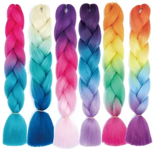 Braiding Hair Extensions for Women 6 Packs 100g/Pack 24Inch High Temperature Ombre Jumbo Synthetic Braiding Hair for Twist Crochet Braids (24 Inch, mix6pcs-Alice)