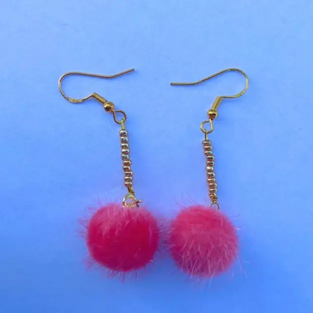 Cute Magenta Pom-Pom Earrings - Fashion Accessories