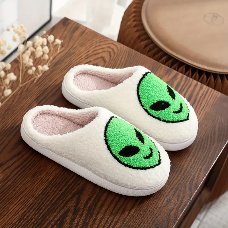 [Alien Pattern Slippers] Comfortable Alien Pattern Slippers - Casual Slip On Plush Lined Shoes for Indoor Home Use Footwear Girl umbrella  hat Women's Snow Garden Boots Collapsible Vampire Umbrella  Tsinelas Slide Flipflop Knee Dance rain  pants Hi Vis