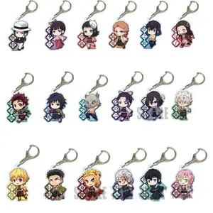 Demon Slayer Acrylic Keychains Kamado Tanjirou Agatsuma Zenitsu Rengoku Kyoujurou Sabito Kibutsuji Muzan Keyrings Pendant Figure
