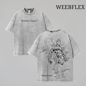 JoJo’s Bizarre Adventure Graphic Tee, Weather Report Vintage Oversized Wash Shirt, Anime Manga Cotton T-Shirt, Unisex Streetwear Gift for Fans