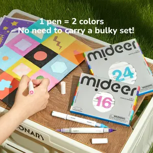 MiDeer 2-in-1 Dual Tip Two-Color Acrylic Markers for kids, Non-Toxic Paint Pens, Quick Dry Art Supplies for Rock Painting, Crafts, Easter Eggs, Ceramic & Canvas