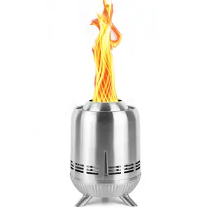 BiggerFire 9" Tabletop Fire Pit Stainless Steel Small Outdoor Stove Low Smoke Burning Portable Firepit Fueled by Pellets or Wood for Patio Camping Garden Backyard with Travel Bag 23.2x16.3cm
