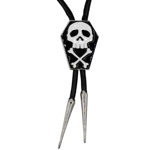 Coffin Skull Bones Bolo Western Tie