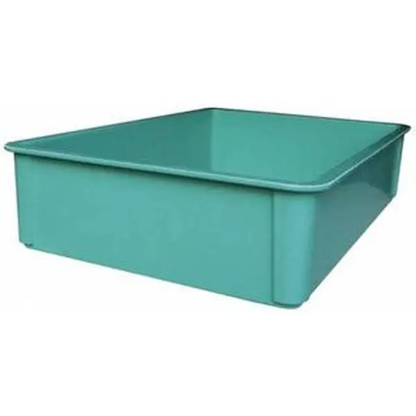 Green Fiberglass Rectangle Stacking Tote Organizer Container, 400 Lb High Load Capacity, 25.8" L x 17.8" W x 6" H MFG Tray, Model 8800085113