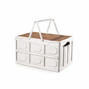 MeToMe Foldable Large-Capacity Medicine Organizer - Portable Household Storage Box with Wooden Lid for Home Healthcare Organization Needs