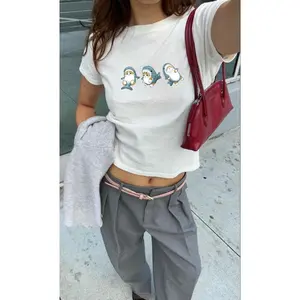 Y2K Mofusand Shark Baby tee - Y2k Baby Tee, Mofusand Baby Tee, Bunny Shirt, Coquetteful, Baby Tee, Cute Aesthetic Baby Tee, Doll Shirt