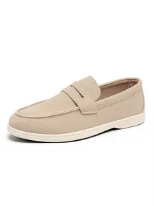Men's Caramel Suede Buckle Loafers, Minimalist Casual Style, Suede Material + Slip-On Design + Soft Non-Slip Sole, Caramel Warm, Easy to Wear , Ideal for Daily Outfits & Light Business Commuting