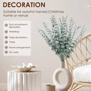 10-Piece Eucalyptus Branch Set, UV-Protective Artificial Leaves, Home and Wedding Decor, Spring Vase Filler, Tabletop Decoration, Fake Plants