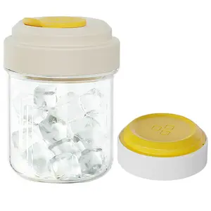 Tumbler with Built-In Ice Cube Tray – 495ml Cheese Yellow Reusable Cold Drink Cup for Iced Coffee & Water