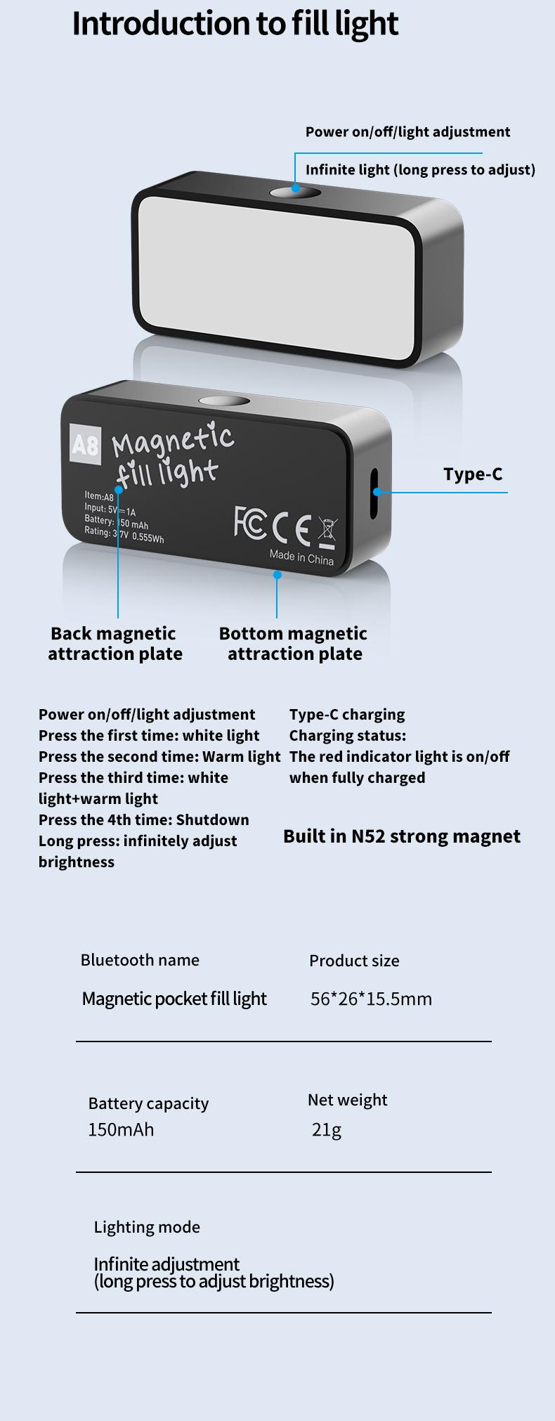 1-Axis Gimbal Stabilizer with Magnetic Fill Light, Anti-Shake Selfie Stick Tripod, Bluetooth Remote, Auto Balance Phone Stand, Aluminum Alloy Vlogging Gear for iPhone & Android