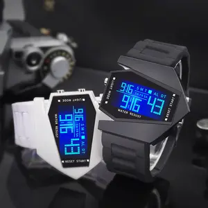 2025 hot! Luminous square fighter watch - multi-functional, sporty for men, women & kids. Water-resistant, LED backlight, cool aviation design. #WatchGoals #CoupleStyle #KidsAccessories