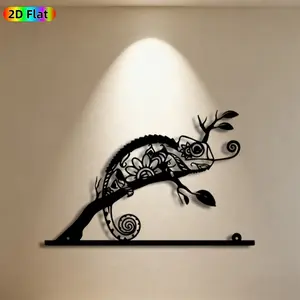 1pc Chameleon Metal Wall Art, Exquisite Chameleon Statue Mural, Ideal Gift for New Year, Easter, Reptile Decor Enthusiasts, Weather-Resistant Metal Wall Decor Wall Sculptures, Perfect for Garden Wall & Backyard Fence, Eye-Catching Outdoor Decor