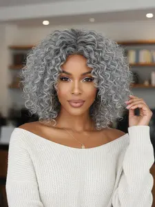 10 Inch Silver Grey Curly Human Hair Wigs, Glueless HD Wigs, Glueless Wear and Go Lace Frontal Wig, Lace Front Bobs, 150% Density Short Salt and Pepper Kinky Curly Wig, Pre Plucked Natural Hairline, 100% Virgin Hair, Heat Resistant, Silver Fox Style
