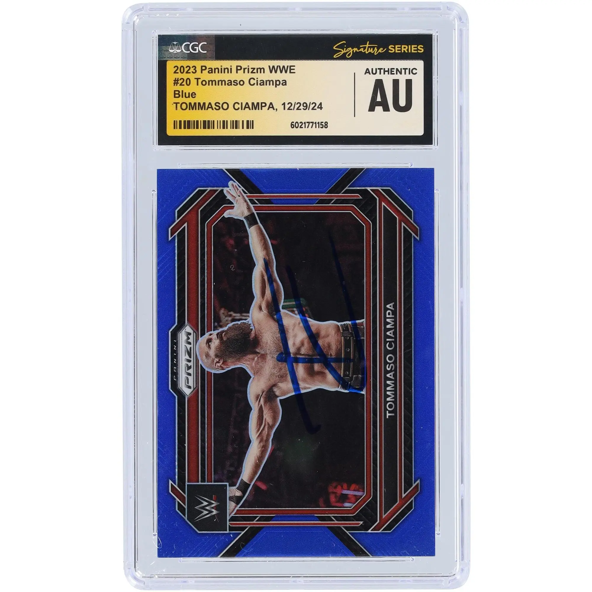 Tommaso Ciampa WWE Autographed 2023 Panini Prizm Blue Prizm #20 #/199 CGC Fanatics Witnessed Authenticated Card - Fanatics Authentic Certified