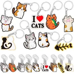 36 Pcs Cute Cat Keychains Bulk Cat Party Favors Cats Lover Gifts Pet Themed Birthday Party Decorations for Women Men Bag Charms Accessories, 9 Styles