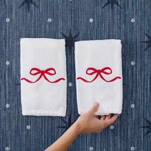 Red Bow Powder Bath Towels (pair)