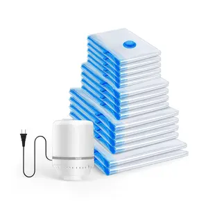 12 Pack Vacuum Storage Bags With Electric Air Pump, Vacuum Seal Bags For Clothing Travel, Space Saver Bags For Luggage, Blankets, Bedding, Moving bags